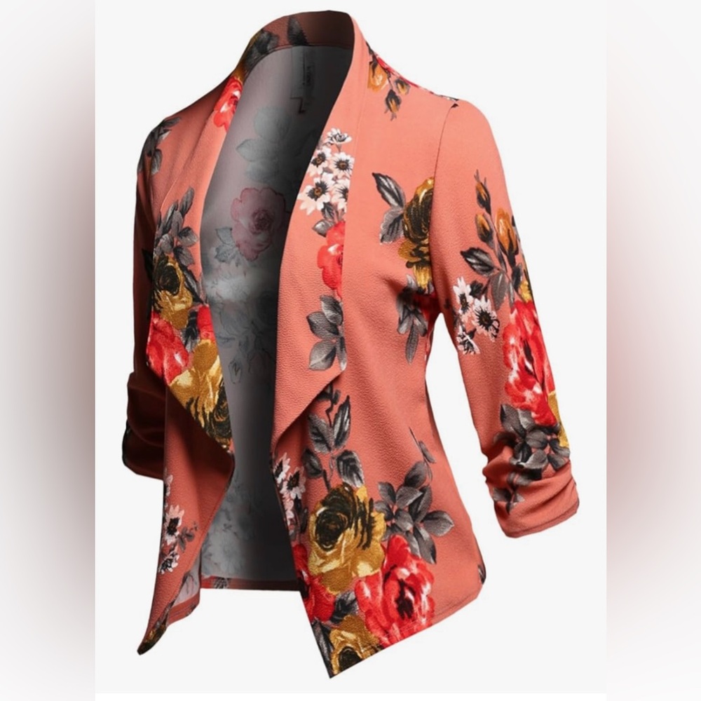 MOA Collection Floral Open-Front Jacket